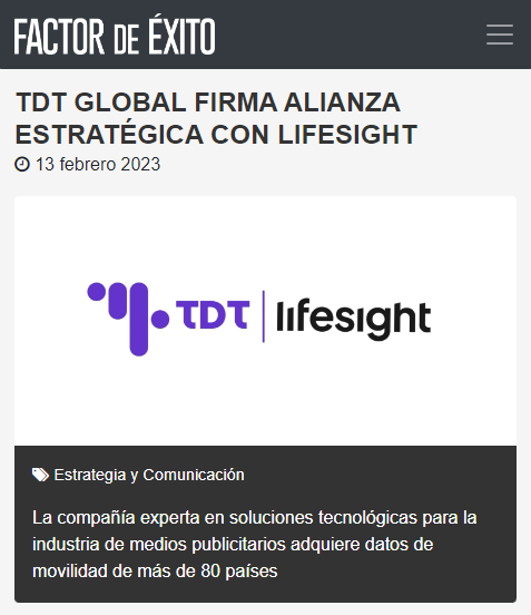 article miami.revistafactordeexito.com tdt-global-firma-alianza-estrategica-con-lifesight